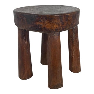 African Vintage Carved Wood Milk Stool Hehe Gogo People Tanzania 13.23" H For Sale