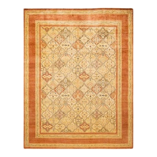 Eclectic, One-of-a-Kind Hand-Knotted Area Rug in Brown, 9' 2" x 11' 7" For Sale