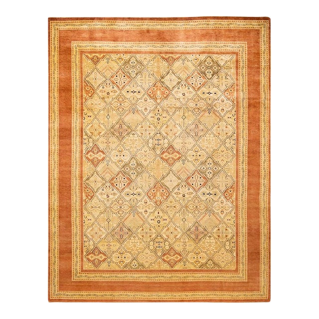 Eclectic, One-of-a-Kind Hand-Knotted Area Rug in Brown, 9' 2" x 11' 7" For Sale