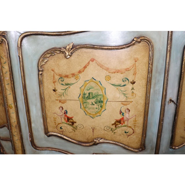 Late 19th Century Outstanding Venetian Rococo Paint Decorated Portoro Marble Sideboard Buffet For Sale - Image 5 of 12
