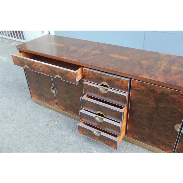 Italian Walnut, Brass & Aluminum Sideboard, 1970s For Sale - Image 13 of 17