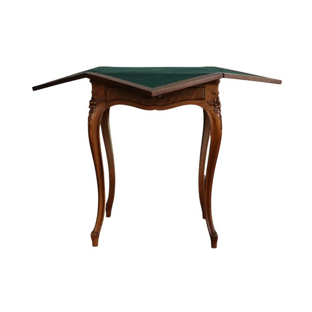 French 19th Century French Green Felt Top Game Table For Sale - Image 3 of 7