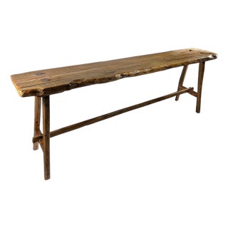Farmhouse Reclaimed Wood Console Bucket Table - 78" For Sale