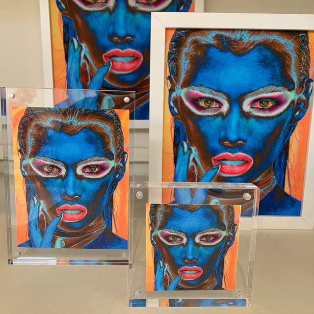 Contemporary "Into the Blue" Contemporary Expressionist Portrait Photograph in Lucite For Sale - Image 3 of 13