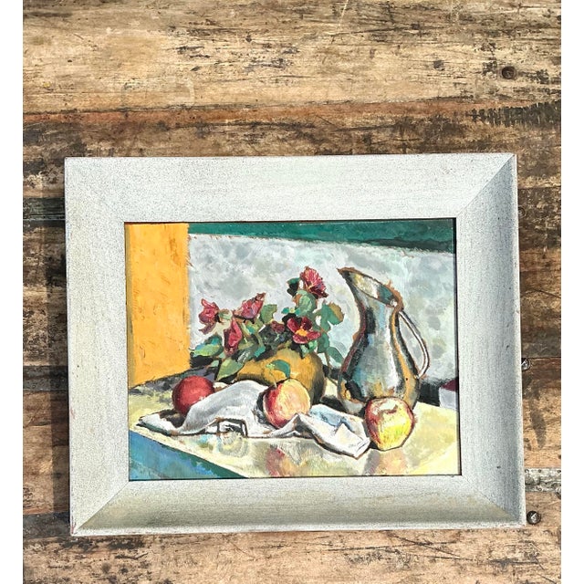 Vintage Original Still Life Oil on Board For Sale - Image 10 of 12