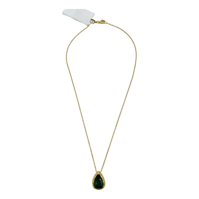 5 Carat Emerald Pear Shape Pendant Necklace in 18k Yellow Gold For Sale