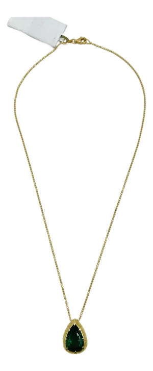 5 Carat Emerald Pear Shape Pendant Necklace in 18k Yellow Gold