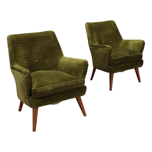 Vintage Green Lounge Chairs, 1950s For Sale