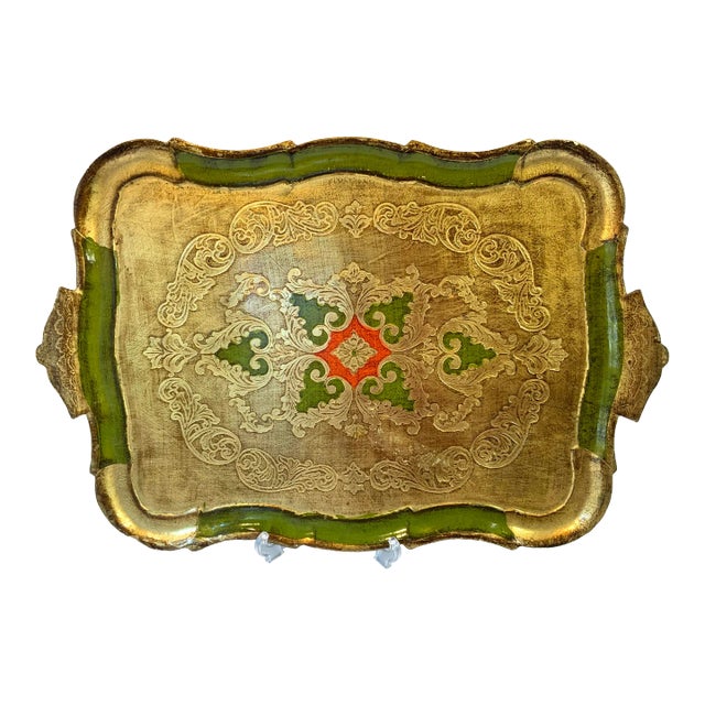 Vintage Extra Large Gilt Wood Gold Italian Tray For Sale