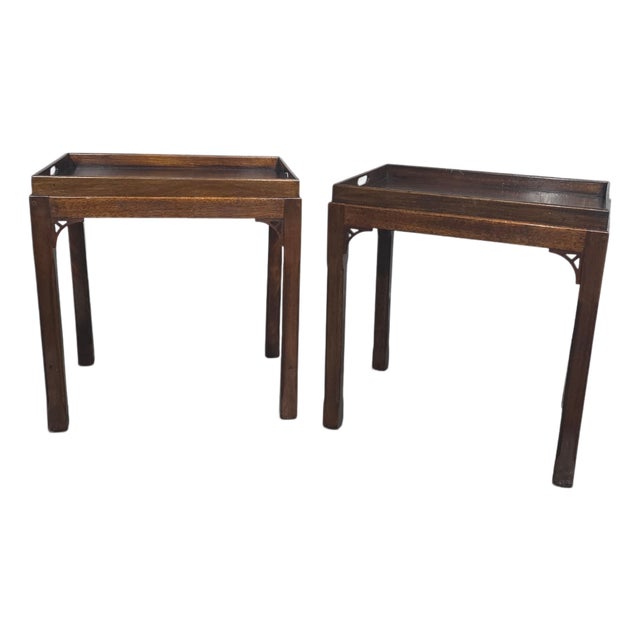 Chippendale Mahogany Lamp Tables, 1920, Set of 2 For Sale