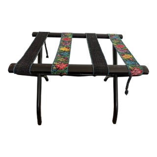 Vintage Folding Luggage Rack With Traditional Guatemalan Strap For Sale