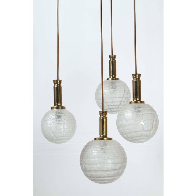 Mid-Century Modern 1960s Brass Four Globe Pendant Light by Doria For Sale - Image 3 of 11
