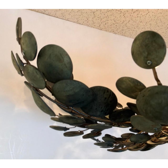 Original retail $4690, stylish Arteriors Organic Modern Coconut Shell Bilal Semi-Flush Mount, gold metal frame, showroom...