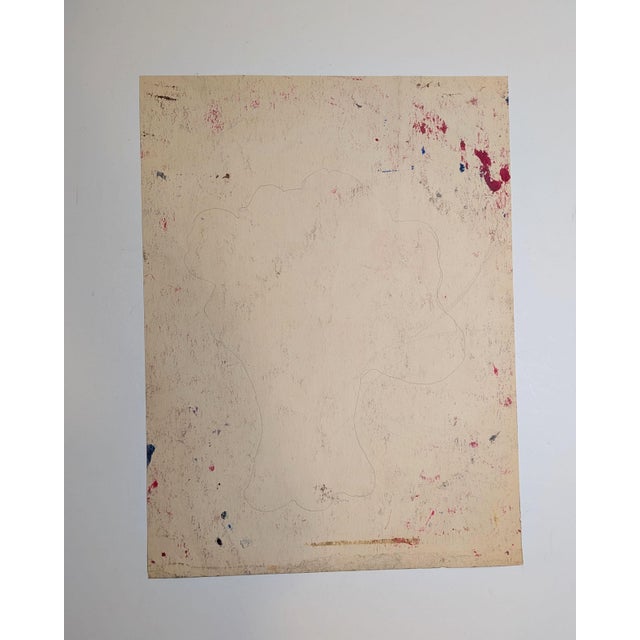 Vintage Mid-Century Expressionist Anemone Floral Still Life Mixed Media Painting For Sale - Image 4 of 4