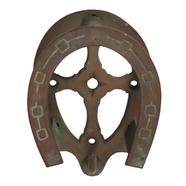 Antique Solid Brass Equestrian Horse Barn Harness & Tack Wall Hanger For Sale