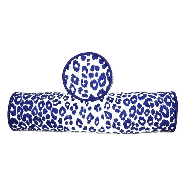 Linen Leopard Linen Schumacher Bolster Pillow Cover For Sale - Image 8 of 12