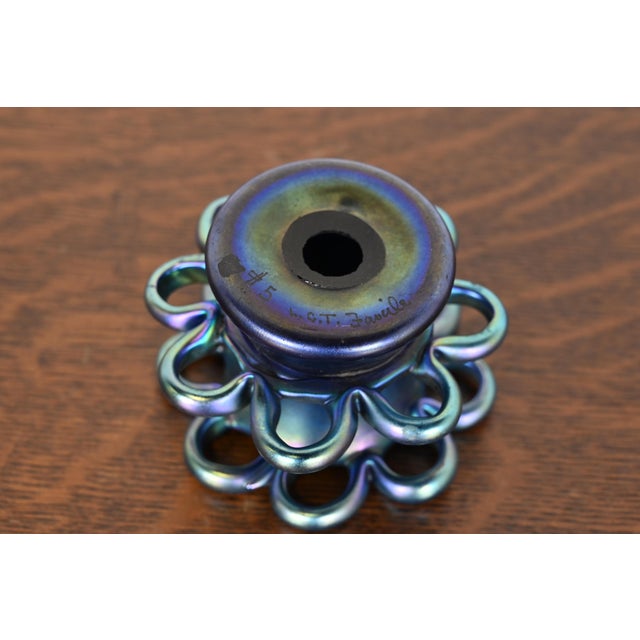 Louis Comfort Tiffany Favrile Iridescent Art Glass Flower Frog For Sale In South Bend - Image 6 of 8