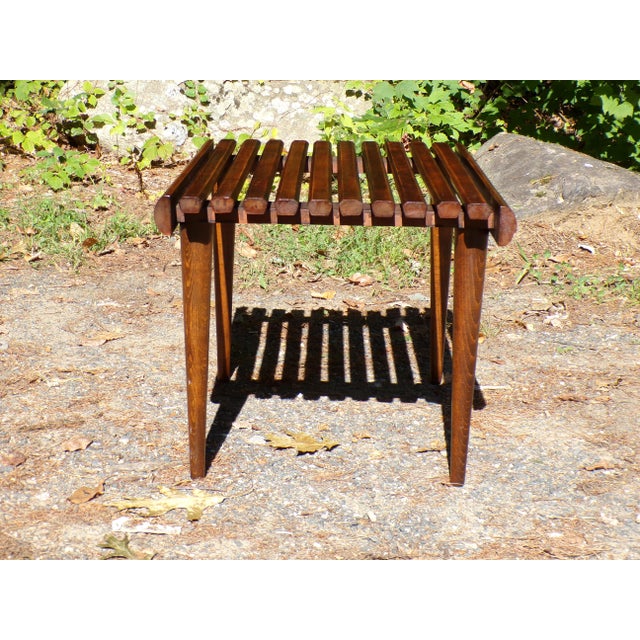 Vintage Mid Century Modern Slat Bench Small Coffee Table Entry Table For Sale - Image 9 of 13