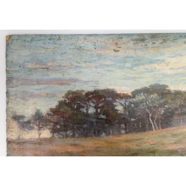 Paper 19th or 20th Century European French Impressionist Plein Air Landscape Painting For Sale - Image 7 of 11