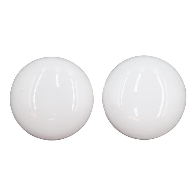 Vintage White Plain Ceramic Dummy Door Knob Set For Sale