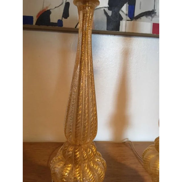 Gold Murano Lamps by Barovier - a Pair For Sale - Image 11 of 13