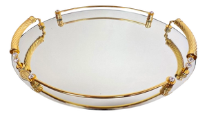 Italian Gold-Plated and Brass Serving Tray from Dimart, 1980s