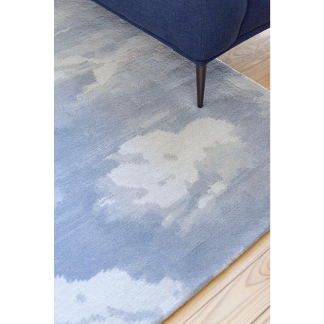 Not Yet Made - Made To Order Cumulus Cloud Tibetan Hand-Knotted Wool Area Rug by Kevin Francis in Sky Blue 4 x 6 For Sale - Image 5 of 5
