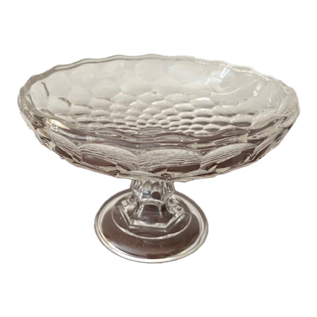 Antique Crystal Pedestal Compote/Comport Honeycomb Pattern For Sale