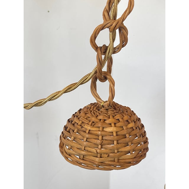 Camel French Louis Sognot Rattan Pendant Light, 1960s For Sale - Image 8 of 14