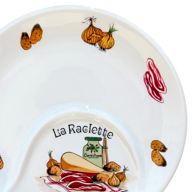 Late 20th Century Vintage Pillivuyt France Porcelain La Raclette Divided Plates - Set of 6 For Sale - Image 5 of 7