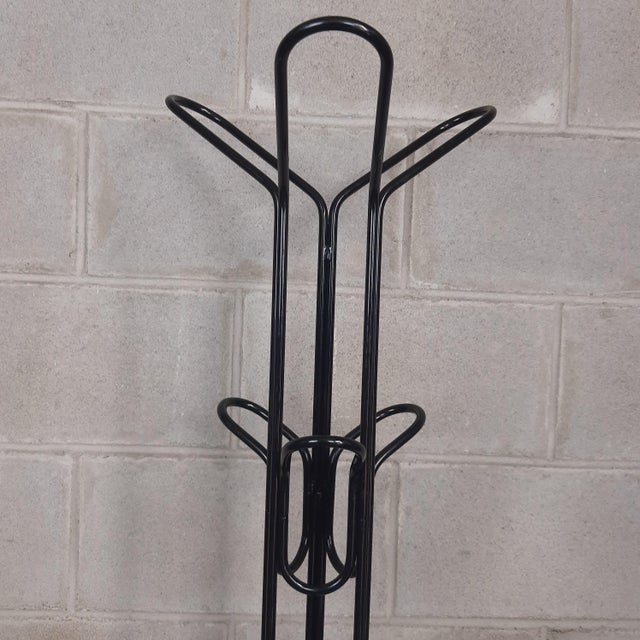 Glossy Black Metal Floor Coat Hanger, 1980 For Sale - Image 4 of 12