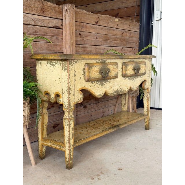 Vintage Rustic Spanish Colonial Style Distressed Console Table With Drawers For Sale - Image 11 of 12