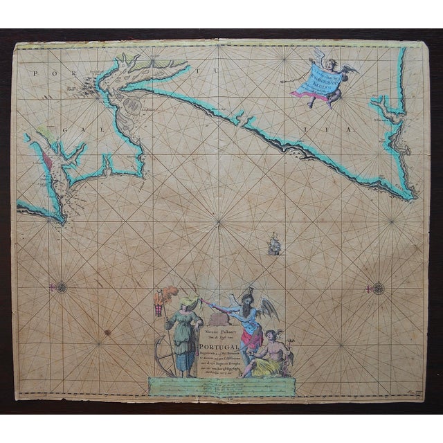 Hand-Colored Nautical Chart of Portugal by Johannes Van Keulen, 1690 For Sale - Image 12 of 12