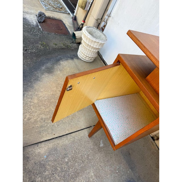 Mid-Century Danish Modern Teak Desk or Vanity With Floating Top For Sale - Image 4 of 7