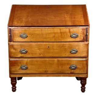 Early 19th Century Antique Cherry Wood and Pine Slant Top Secretary Desk For Sale