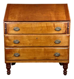 Early 19th Century Antique Cherry Wood and Pine Slant Top Secretary Desk