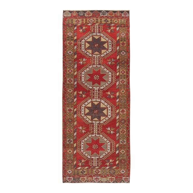 Vintage Turkish Oushak Runner Rug, 4ft 11in X 12ft 10in For Sale