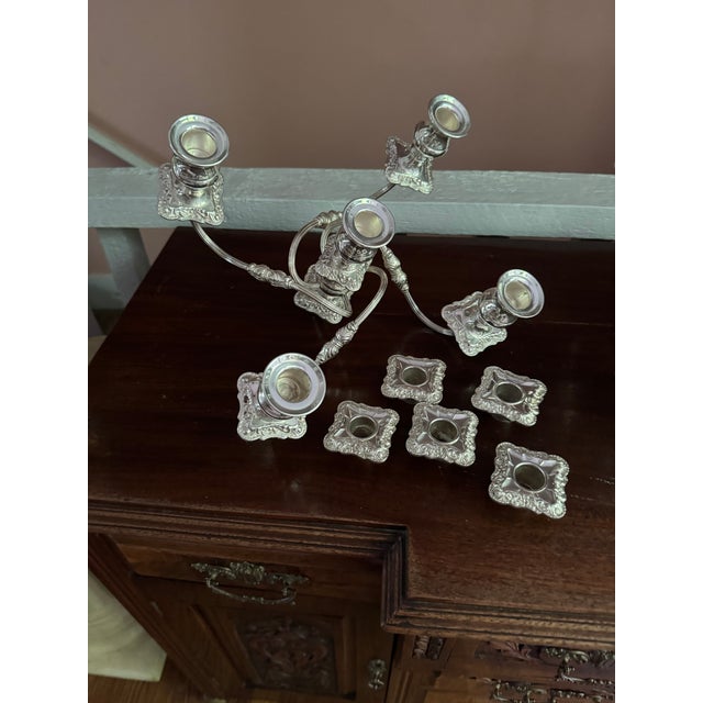 Mid 20th Century , 4 -Arm Candelabra Silverplate Sheffield Made in England For Sale - Image 11 of 18