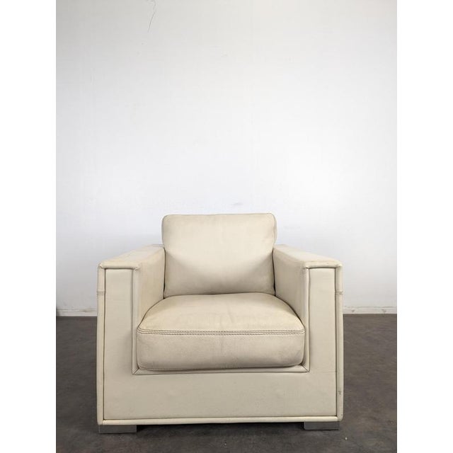 Cream Leather Lounge Chair from Rivolta, Italy, 2000s For Sale - Image 3 of 10