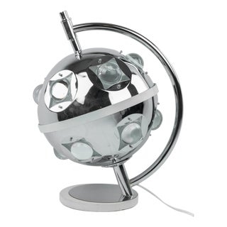 Table Lamp in Chromed Metal and Cut Glass by Oscar Torlasco, Italy, 1970s For Sale