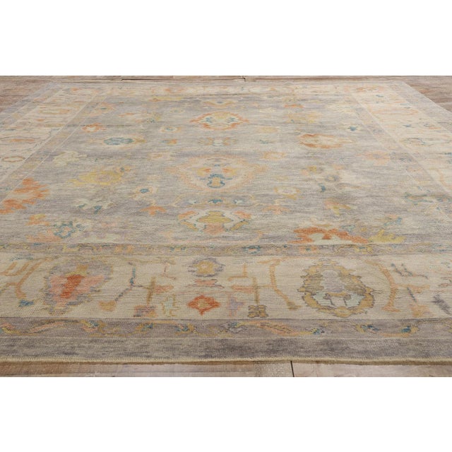 Amethyst Vintage Modern Turkish Oushak Rug- 11'01 X 14'00 For Sale - Image 8 of 9