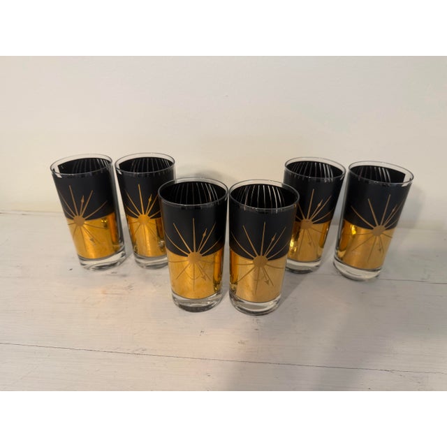 Set of Six HTF William Meier Glass Company Starburst Highball Glasses. A rare and beautiful addition to any bar...