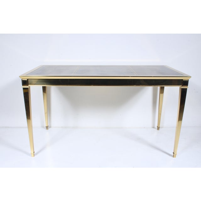 Italian Modern Brass Desk With Inset Bordered Leather Surface For Sale - Image 18 of 18