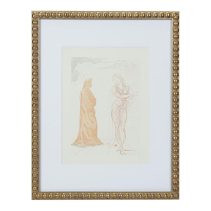 Alvador Dalí “Virgil Comforts Dante” Wood Engraving, Divine Comedy (1960–1964)