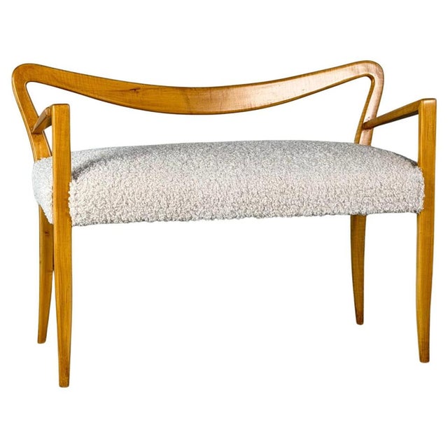 Bench in Blonde Maple and Bouclé Upholstery attributed to Guglielmo Ulrich, 1940 For Sale - Image 15 of 15