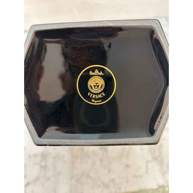 Black & Gold Versace Rosenthal Porcelain Vase With Gold Medusa Signed For Sale - Image 9 of 9