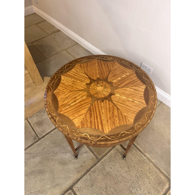 Antique Edwardian Inlaid Satinwood Occasional Table, 1900 For Sale - Image 4 of 6