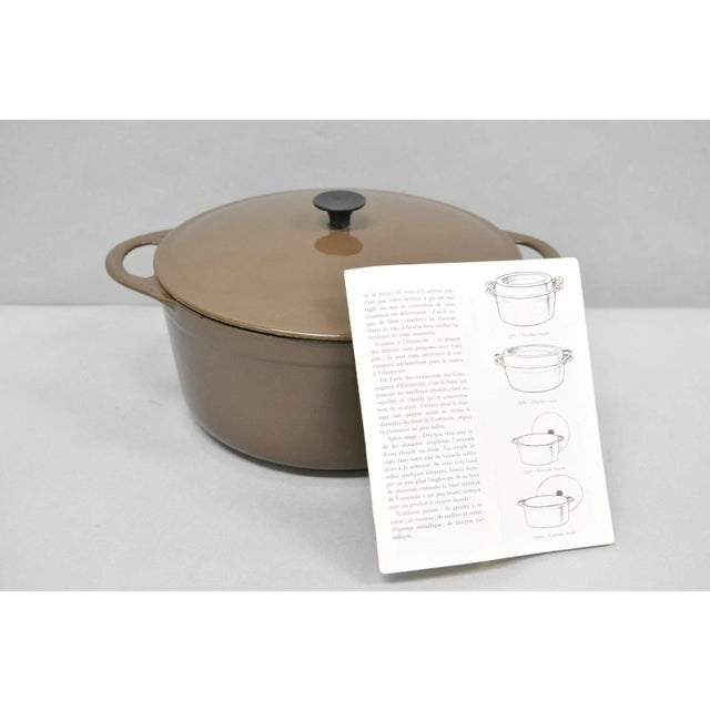 Vintage Cousances France Enameled Cast Iron French Dutch Oven Pot Chocolate Brown # 22. Circa Late 20th Century....