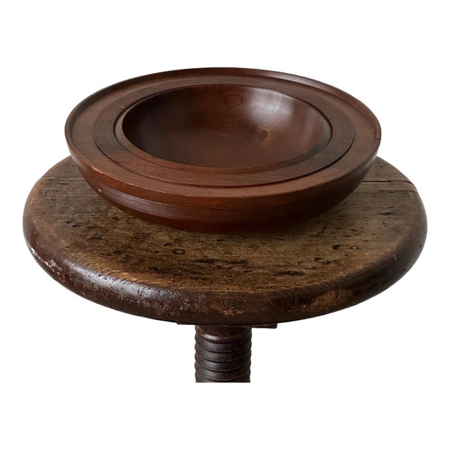 Late 20th Century Signed Brazilian Wood Turned Bowl For Sale