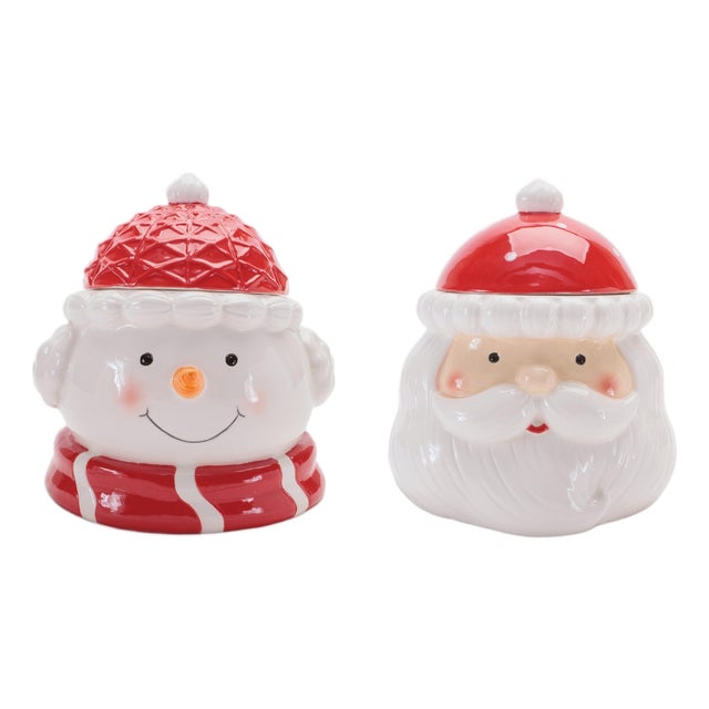 Ceramic Holiday Canister (Set of 2) For Sale